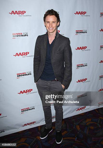 Actor Eddie Redmayne attends AARP's 2nd annual "Movies For Grownups" film showcase featuring "The Theory Of Everything" at Regal 14 at LA Live...