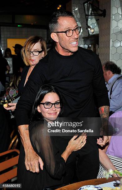 Actress Courteney Cox and hairstylist Chris McMillan attend Chris McMillan Celebrates His Birthday And Recent Nuptials Hosted By Linda Wells, Allure...