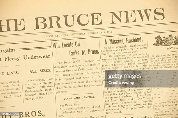 vintage newspaper front page - vintage newspaper front page stock pictures, royalty-free photos & images