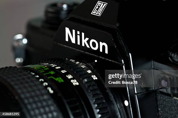 old nikon em camera - nikon stock pictures, royalty-free photos & images