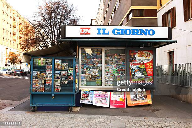 newsstand in milan, italy 2 - news stand stock pictures, royalty-free photos & images