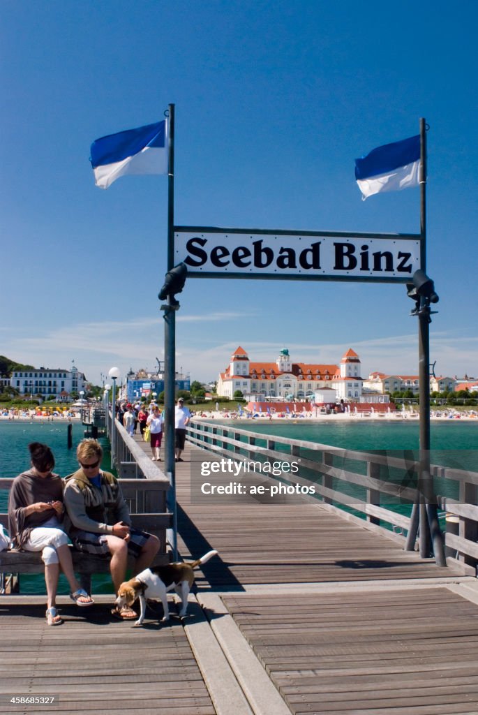 View of Kurhaus Binz from the jetty, Rugen Island, Germany