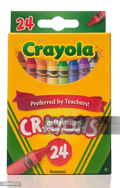 crayola 24 crayons box - crayola stock pictures, royalty-free photos & images