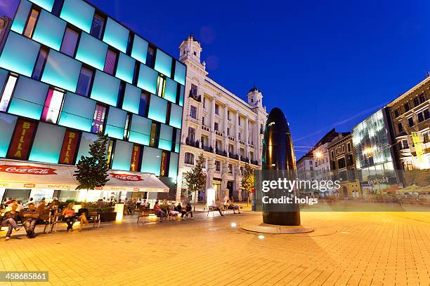 main square of brno by night - brno stock pictures, royalty-free photos & images