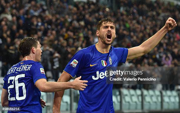 Fernando Lorente of Juventus FC celebrates after scoring the opening goal during the Serie A match between Juventus FC and Parma FC at Juventus Arena...