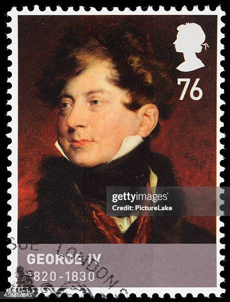 uk king george iv postage stamp - koning george iv van het verenigd koninkrijk stockfoto's en -beelden