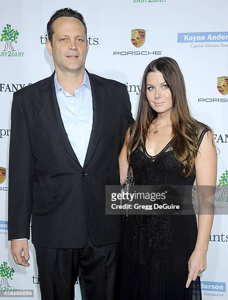 Actor Vince Vaughn and Kyla Weber arrive at the 2014 Baby2Baby Gala presented by Tiffany & Co. Honoring Kate Hudson at The Book Bindery on November...