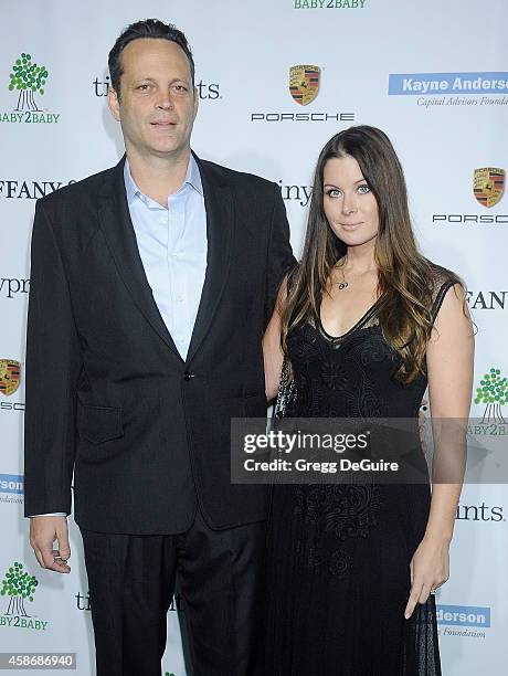 Actor Vince Vaughn and Kyla Weber arrive at the 2014 Baby2Baby Gala presented by Tiffany & Co. Honoring Kate Hudson at The Book Bindery on November...