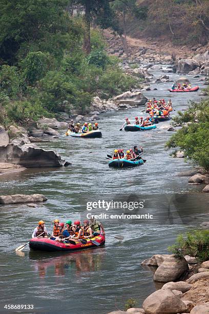 white-water rafting in thailand. - rafting stock pictures, royalty-free photos & images
