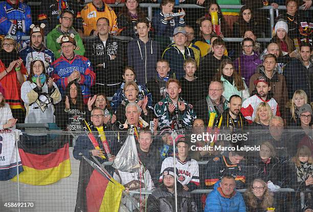 German fans during the game between Canada and Germany on November 9, 2014 in Munich, Germany.