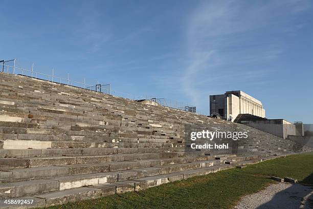 historical building - zeppelin tribune in nuremberg - nazi party rally grounds stock pictures, royalty-free photos & images