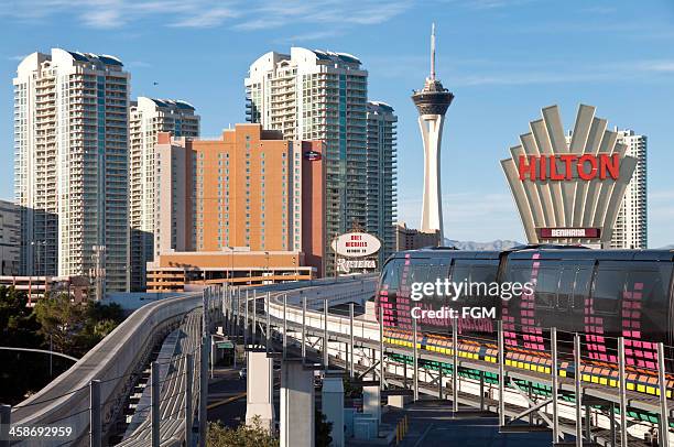 las vegas monorail - hilton americas hotel stock pictures, royalty-free photos & images