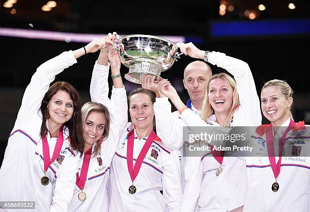The Czech Republic team including Petr Pala Team Captain, Petra Kvitova, Lucie Safarova, Andrea Hlavackova, Lucie Hradecka and Karolina Pliskova...
