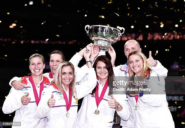 The Czech Republic team including Petr Pala Team Captain, Petra Kvitova, Lucie Safarova, Andrea Hlavackova, Lucie Hradecka and Klara Koukalova...