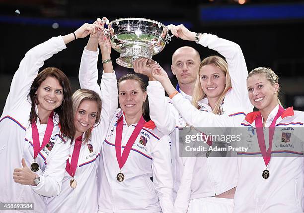 The Czech Republic team including Petr Pala Team Captain, Petra Kvitova, Lucie Safarova, Andrea Hlavackova, Lucie Hradecka and Klara Koukalova...