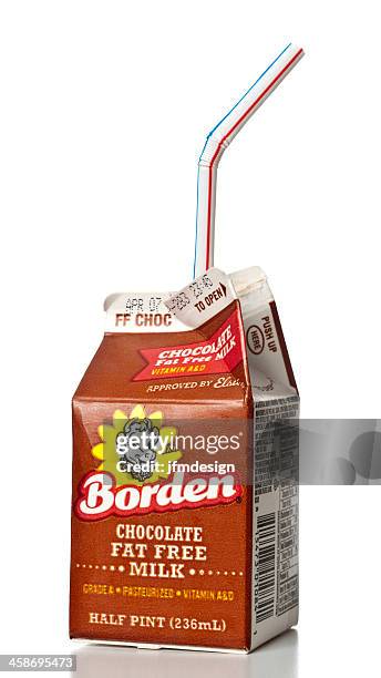 borden chocolate fat free milk half pint - borden dairy stock pictures, royalty-free photos & images