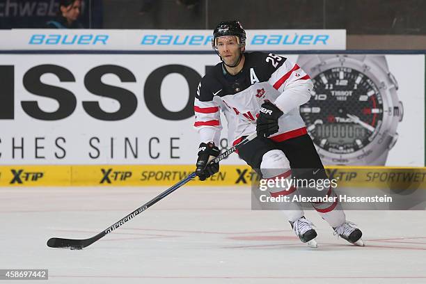 Micki Dupont of Canada skates during match 6 of the Deutschland Cup 2014 between Canada and Germany at Olympia Eishalle on November 9, 2014 in...