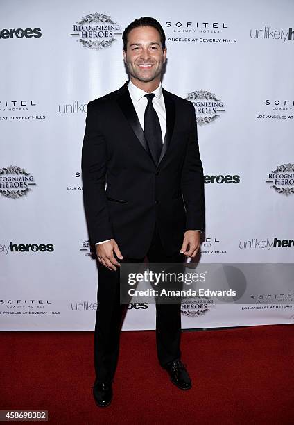 Actor Danny Fehsenfeld arrives at the 3rd Annual Unlikely Heroes Awards Dinner and Gala at the Sofitel Hotel on November 8, 2014 in Los Angeles,...