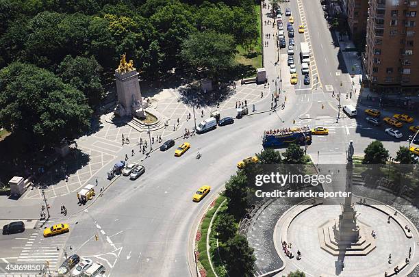 columbus circle square em manhattan - círculo de colombo - fotografias e filmes do acervo