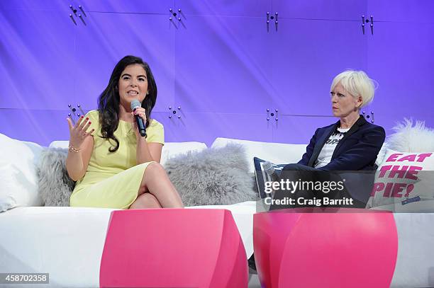 Caroline Ghosn, Co-Founder & CEO of Levo and Joanna Coles, Editor in Chief of Cosmopolitan speak onstage during Cosmopolitan Magazine's Fun Fearless...
