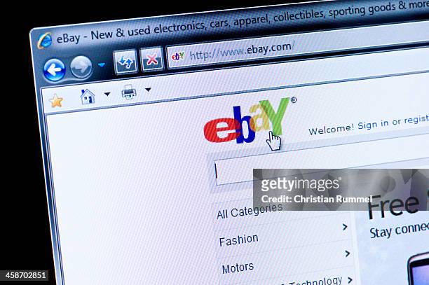 ebay-macro colpo di reale schermo del monitor - ebay foto e immagini stock
