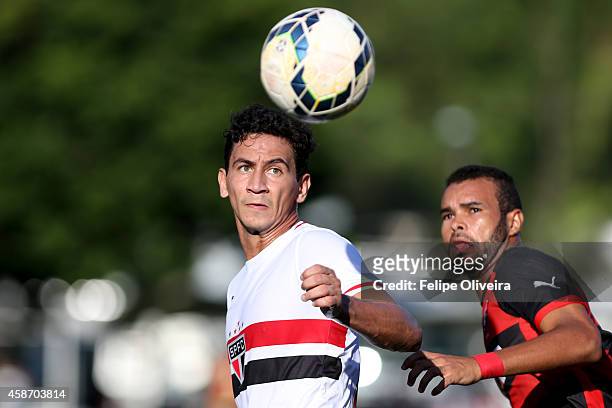 Ganso of Sao Paulo in action during the match between Vitoria and Sao Paulo as part of Brasileirao Series A 2014 at Estadio Manoel Barradas on...