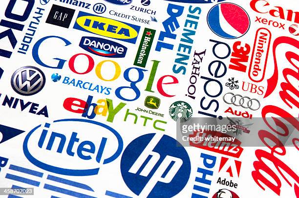 magazine page of logos - about you brand name stock pictures, royalty-free photos & images