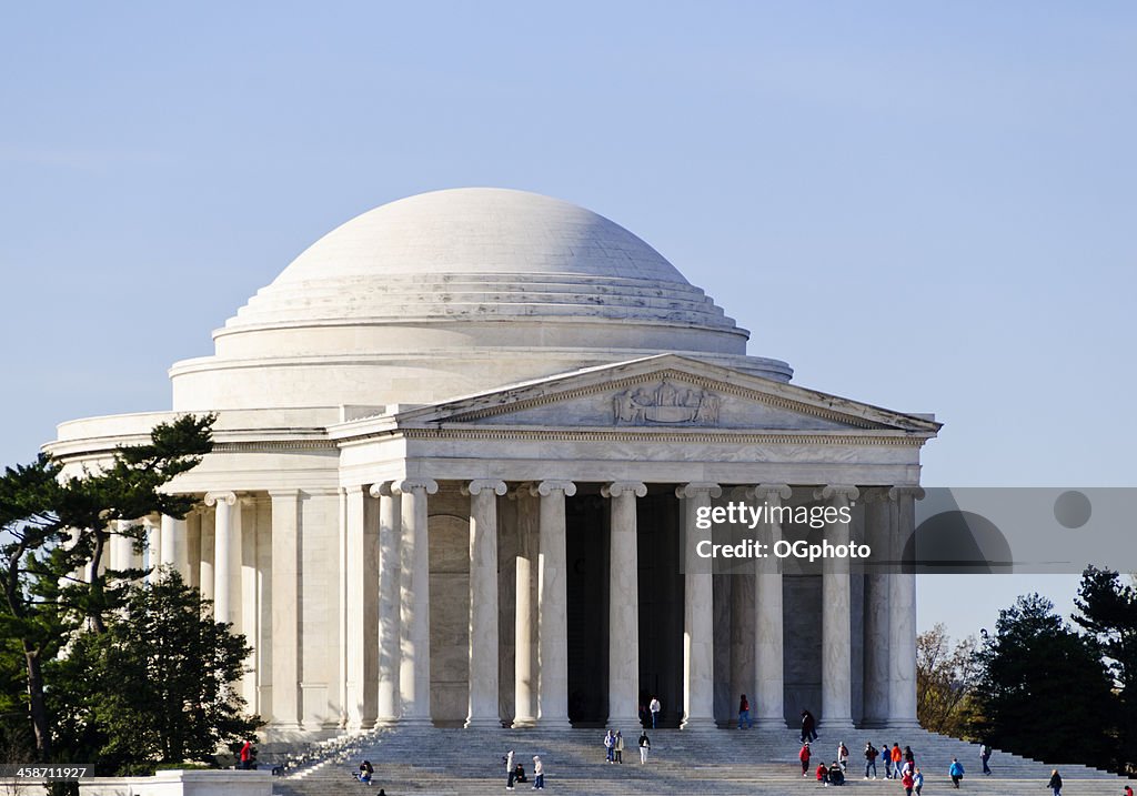 Tourist visiting the Jefferson Memorial in Washington DC