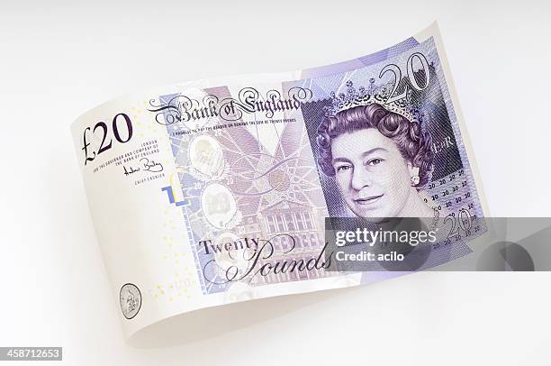 galapagos zwanzigpfundschein/britische währung - 20 pound note stock-fotos und bilder