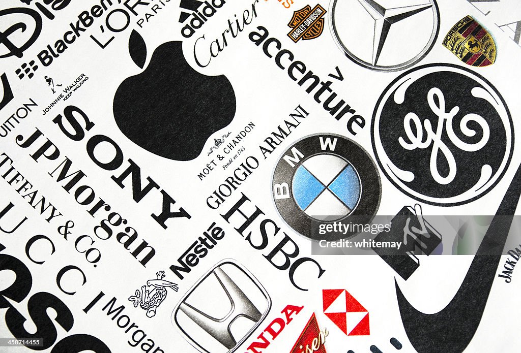 Page of printed brand names