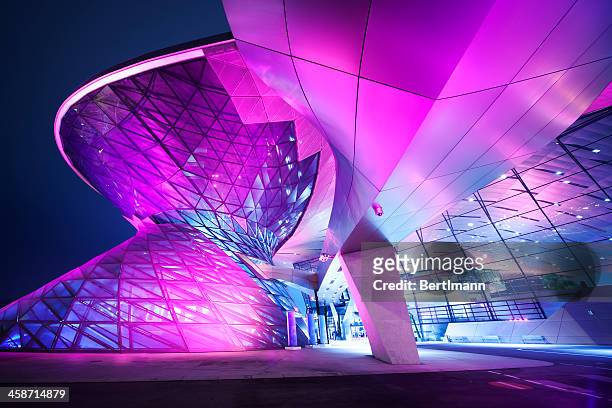 bmw world in munich - munich night stock pictures, royalty-free photos & images