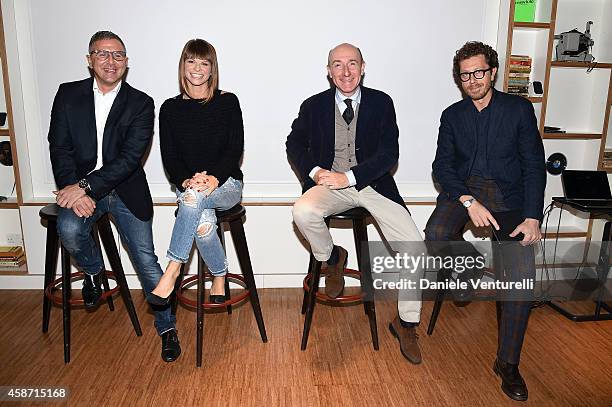 Raffaele Annecchino, Alessandra Amoroso, Roberto Arditti and Andrea Castellari attend Press Conference for Milan, city of Expo2015, will host next...