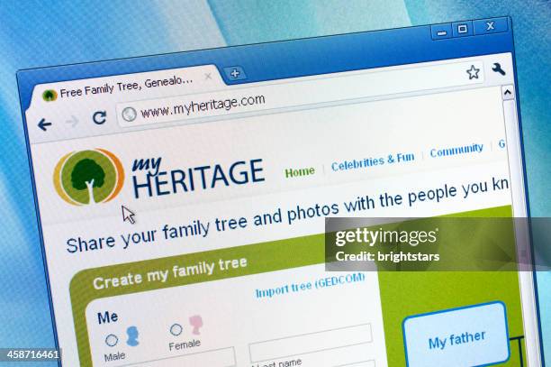 myheritage web page on the browser - browser history stock pictures, royalty-free photos & images