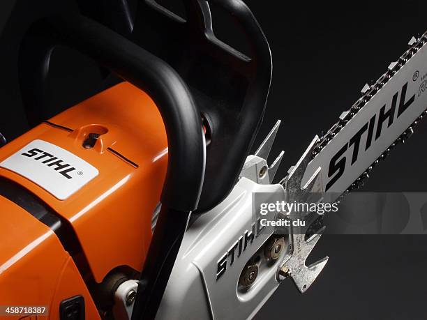 chainsaw side view - chainsaw stock pictures, royalty-free photos & images