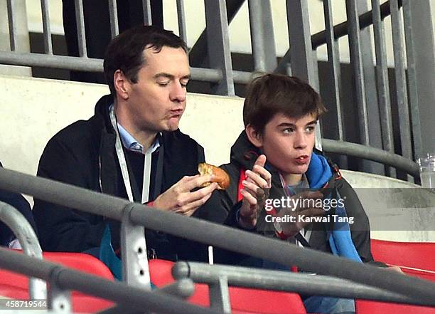George Osborne attends as the Dallas Cowboys play the Jacksonville Jaguars in an NFL match at Wembley Stadium on November 9, 2014 in London, England.