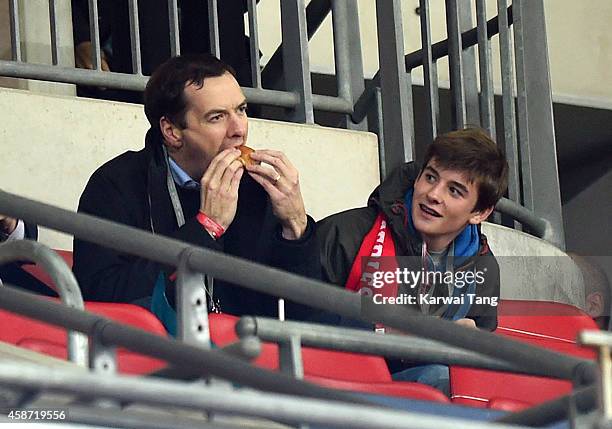 George Osborne attends as the Dallas Cowboys play the Jacksonville Jaguars in an NFL match at Wembley Stadium on November 9, 2014 in London, England.