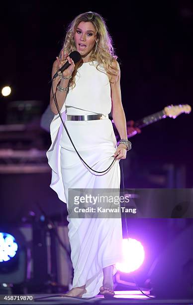 Joss Stone performs prior to the Dallas Cowboys versus Jacksonville Jaguars NFL match at Wembley Stadium on November 9, 2014 in London, England.