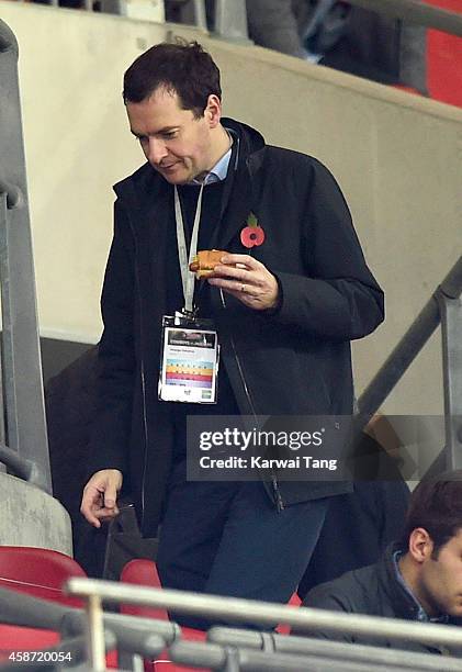 George Osborne attends as the Dallas Cowboys play the Jacksonville Jaguars in an NFL match at Wembley Stadium on November 9, 2014 in London, England.