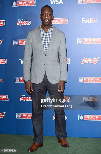 Michael Johnson attends as the Dallas Cowboys play the Jacksonville Jaguars in an NFL match at Wembley Stadium on November 9, 2014 in London, England.