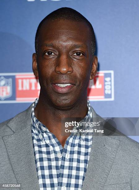 Michael Johnson attends as the Dallas Cowboys play the Jacksonville Jaguars in an NFL match at Wembley Stadium on November 9, 2014 in London, England.