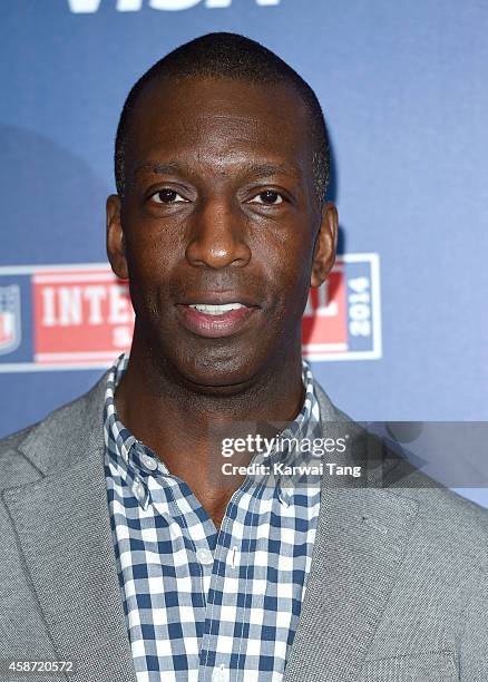 Michael Johnson attends as the Dallas Cowboys play the Jacksonville Jaguars in an NFL match at Wembley Stadium on November 9, 2014 in London, England.