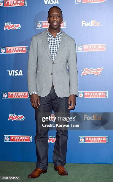 Michael Johnson attends as the Dallas Cowboys play the Jacksonville Jaguars in an NFL match at Wembley Stadium on November 9, 2014 in London, England.