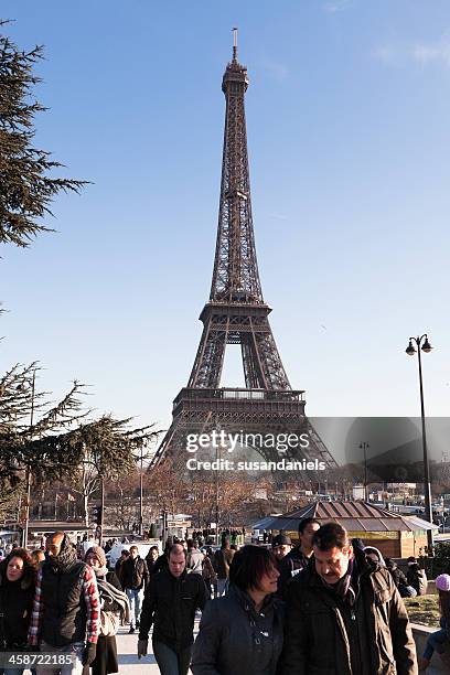 eiffel tower from the trocadero - trocadero on ice stock pictures, royalty-free photos & images