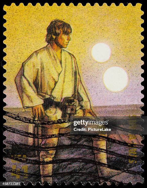 usa star wars luke skywalker postage stamp - luke skywalker 個照片及圖片檔