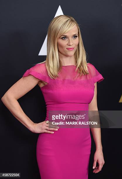 Actress Reese Witherspoon arrives for the Governors Awards ceremony presented by the Board of Governors of the Academy of Motion Picture Arts and...