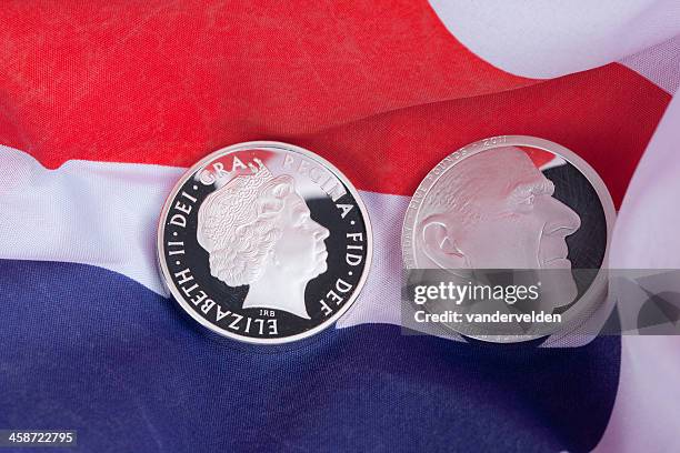 commemorative coin - prince philip duke of edinburgh in profile stock pictures, royalty-free photos & images