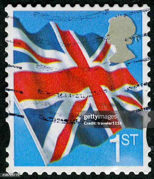 british union jack flag stamp - 1st class postage stamp stock pictures, royalty-free photos & images