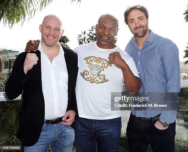 Laurence Gornall, Mike Tyson, and director Bert Marcus attend The 2014 American Film Market at the Loews Santa Monica Beach Hotel on November 9, 2014...