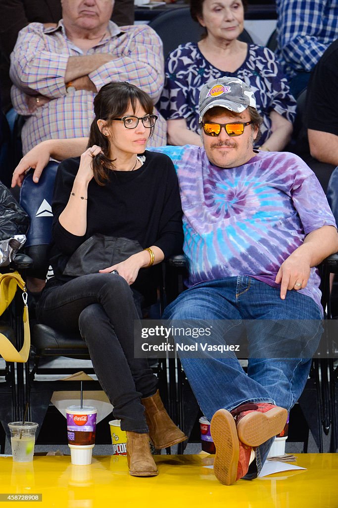 Celebrities At The Los Angeles Lakers Game