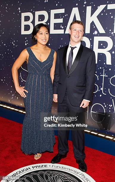 Breakthrough Prize Co-Founders Priscilla Chan and Mark Zuckerberg attend. The Breakthrough Prize Awards Ceremony Hosted By Seth MacFarlane at NASA...